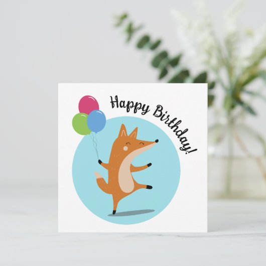 バルーンとパーティーフォックス カスタムテキスト カード (スタンド正面)