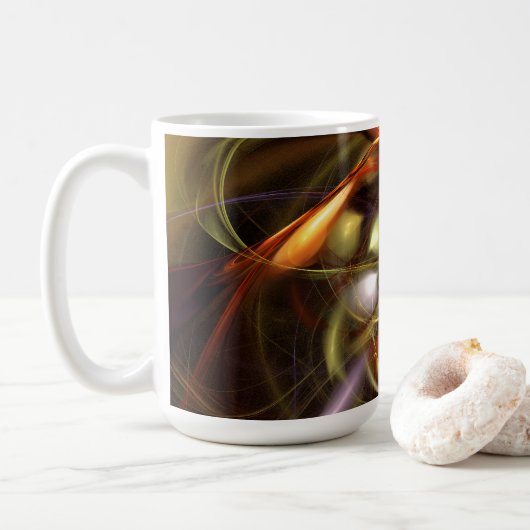 バルーンとリボン抽象画 コーヒーマグカップ (ドーナツ)