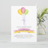 バルーンとリボン | 誕生日招待状 招待状 (スタンド正面)