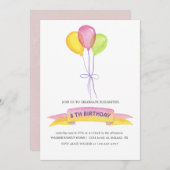 バルーンとリボン | 誕生日招待状 招待状 (正面/裏面)