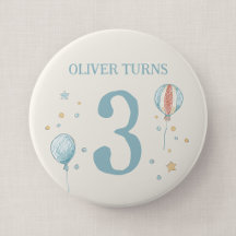 バルーンと星の大きな誕生日バッジ