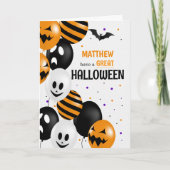 バルーンと水玉模様（ハロウィーンの名前） カード (正面)