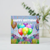 バルーンと紙吹雪誕生日 カード (スタンド正面)