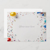 バルーンと花火フレーム インビテーションポストカード (正面/裏面)