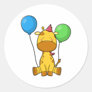 バルーンと誕生日でキリン ラウンドシール