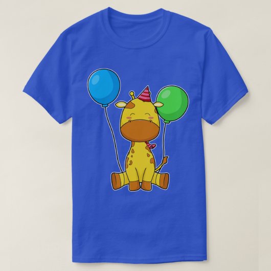 バルーンと誕生日でキリン Tシャツ (デザイン正面)