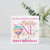 バルーンに乗ったクマのカスタム招待状 招待状 (スタンド正面)