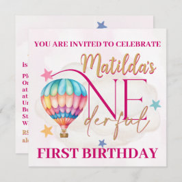 バルーンに乗ったクマのカスタム招待状 招待状