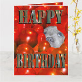 バルーンに人手のいる子犬に誕生日の願いを込め カード (黄色い花)