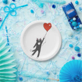 バルーンに結び付けられたネコ浮き – バックカラーを選択 ペーパープレート (パーティー)