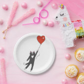 バルーンに結び付けられたネコ浮き – バックカラーを選択 ペーパープレート (パーティー)