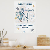 バルーンに1回目の誕生日のウェルカムサインを記入 ポスター (キッチン)