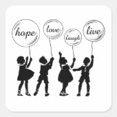 バルーンのシルエット感動的を持つ子 スクエアシール (正面)