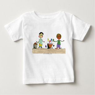 バルーンのバケツを持つ漫画のキャラクタ。 ベビーTシャツ