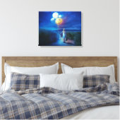 バルーンのパスを持つ女の子が私たちの惑星を愛 キャンバスプリント (インサイチュ (寝室))