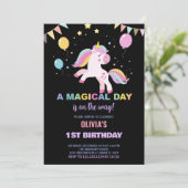 バルーンのフラグUnicorns誕生日招待状 招待状 (スタンド正面)