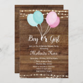 バルーンの性別の表示パーティの招待状 招待状 (正面/裏面)