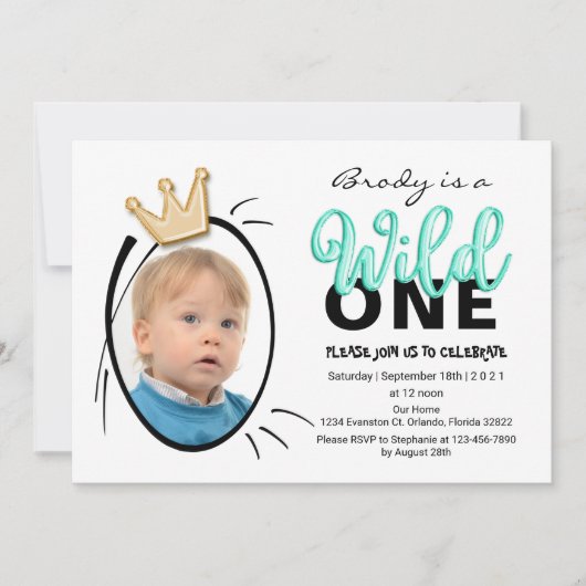 バルーンの種類 | ワイルドワンボーイズフォトファースト誕生日 招待状 (正面)