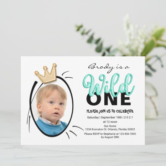 バルーンの種類 | ワイルドワンボーイズフォトファースト誕生日 招待状 (スタンド正面)