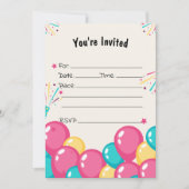 バルーンの空白の誕生日招待状 招待状 (正面)