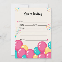 バルーンの空白の誕生日招待状 招待状