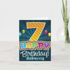 バルーンの7歳の誕生日カード カード