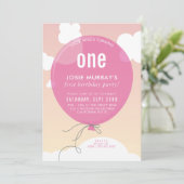 バルーンはっきりしたバースデーパーティー招待状サンセットスカイピンク 招待状 (スタンド正面)