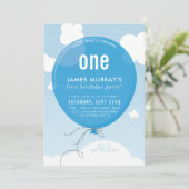 バルーンはっきりしたバースデーパーティー招待状ブルースカイ 招待状 (スタンド正面)