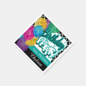 バルーンをティール（緑がかった色）した誕生日パーティー スタンダードカクテルナプキン (角)