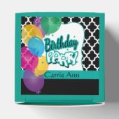 バルーンをティール(緑がかった色)した誕生日パーティー フェイバーボックス (上部)