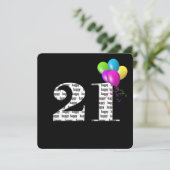 バルーンをテーマにした21歳の誕生日パーティー 招待状 (スタンド正面)