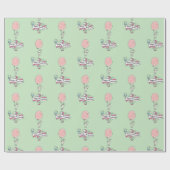 バルーンを押さえたかわいいバニーハッピーバースデー ラッピングペーパー (フラット)