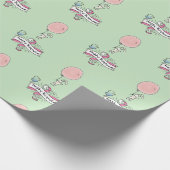 バルーンを押さえたかわいいバニーハッピーバースデー ラッピングペーパー (角)