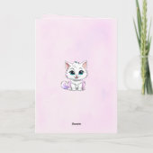 バルーンを持ったピンクの白い子猫の誕生日 カード (裏面)