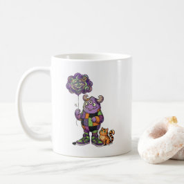 バルーンを持つかわいいモンスター コーヒーマグカップ