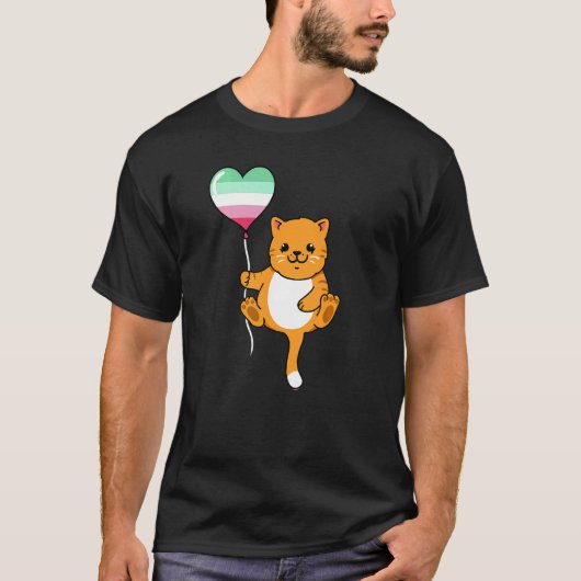 バルーンを持つアブロセクシャルな猫 Tシャツ (正面)