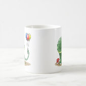 バルーンを持つ恐竜誕生日 コーヒーマグカップ (中央)