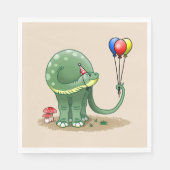 バルーンを持つ恐竜誕生日 スタンダードランチョンナプキン (正面)