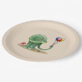 バルーンを持つ恐竜誕生日 ペーパープレート (アングル)