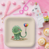 バルーンを持つ恐竜誕生日 ペーパープレート (パーティー)