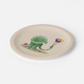 バルーンを持つ恐竜誕生日 ペーパープレート (アングル)