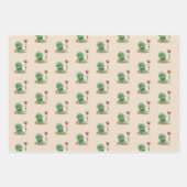 バルーンを持つ恐竜誕生日 ラッピングペーパーシート (正面2)