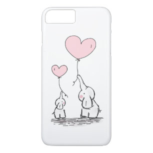 バルーンを持つ母象と子象 iPhone 8 PLUS/7 PLUSケース