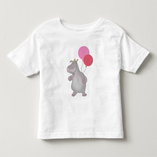 バルーンを持つ2匹のカバ トドラーTシャツ (正面)