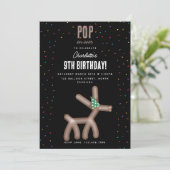 バルーンアニマル シカ 子供 誕生日パーティーテーマ 招待状 (スタンド正面)