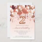 バルーンアーチバラ金ゴールドブルゴーニュ2nd誕生日パーティー 招待状 (正面)