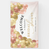 バルーンアーチピンクと金ゴールドブライダルシャワーへようこそ 横断幕 (縦)
