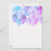 バルーンアーチピンクまたはブルーのエレガント性別の表示 招待状 (裏面)