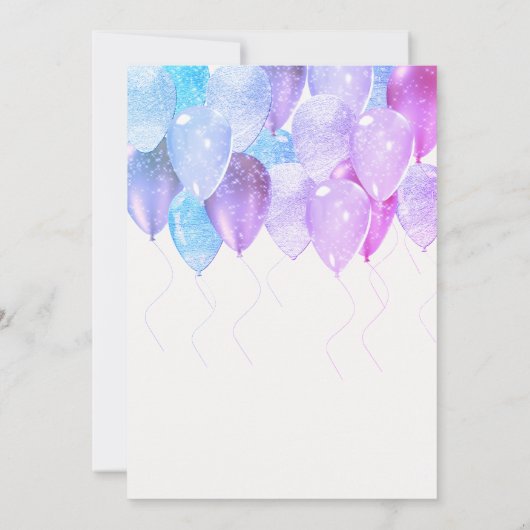 バルーンアーチピンクまたはブルーのエレガント性別の表示 招待状 (裏面)