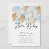 バルーンアーチピンク金ゴールドスイートシックな男の子ベビーシャワー 招待状 (正面)